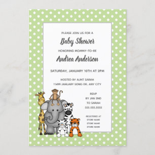 Jungle Animals neutralt gender babydusch Inbjudningar
