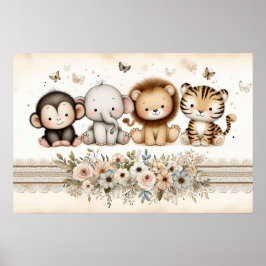 Jungle Animals Nursery 2 Poster