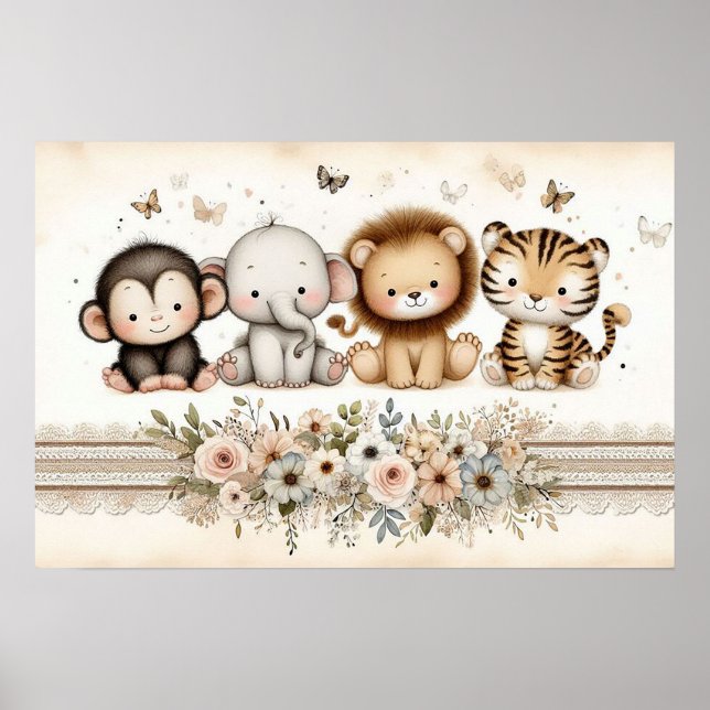 Jungle Animals Nursery 2 Poster (Framsidan)