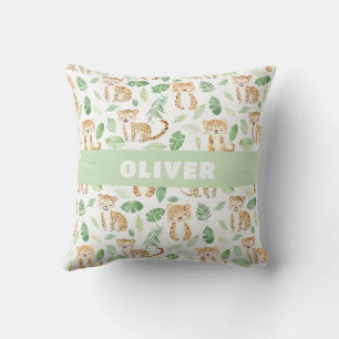 Jungle Animals Nursery Room Cute Wildlife Mönster Kudde