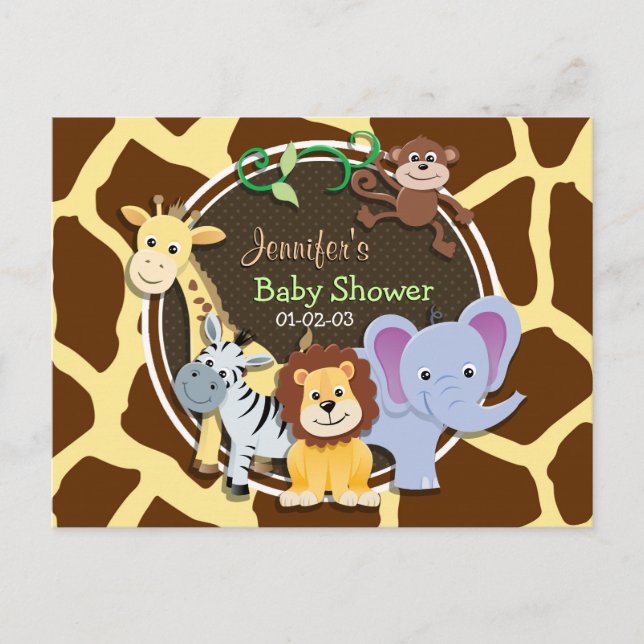 Jungle Animals on Brown Giraffe Animal Print Inbjudan Vykort (Framsida)