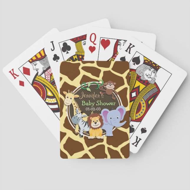 Jungle Animals on Brown Giraffe Animal Print Spel Kort (Baksidan)