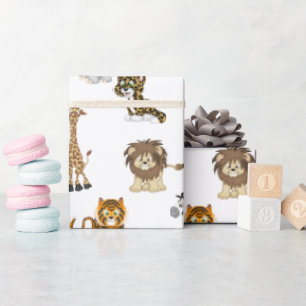Jungle Animals on White Presentpapper