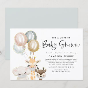 Jungle Animals Quarantine Drive by Baby Shower Inbjudningar