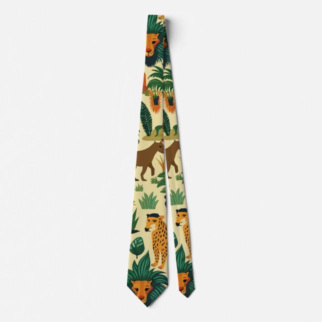 Jungle Animals Retro Anpassningsbar Mönster Slips (Framsida)