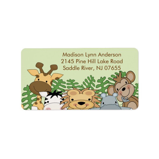 Jungle Animals Retur Adressetikett (Framsidan)