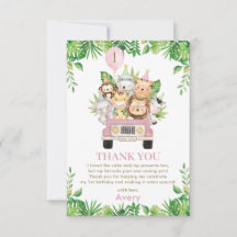 Jungle Animals Rosa Safari Car 1:a födelsedagen