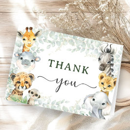 Jungle Animals Safari Baby Shower Folded Thank Tack Kort