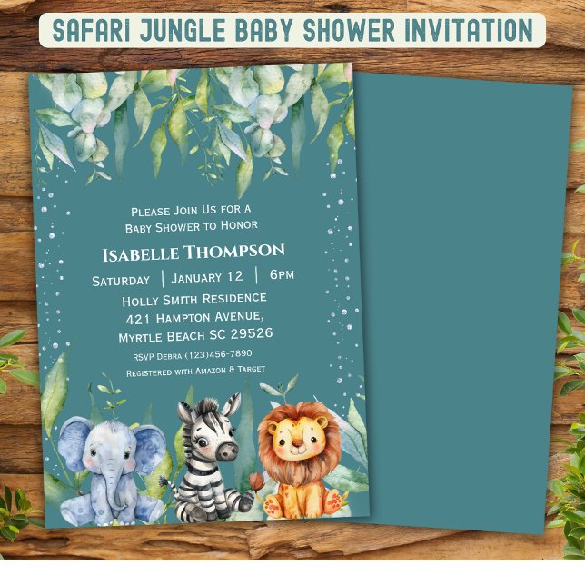 Jungle Animals Safari Baby Shower Gender Neutral Inbjudningar (Skapare uppladdad)