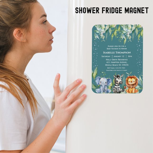 Jungle Animals Safari Baby Shower Gender Neutral Magnet (Skapare uppladdad)