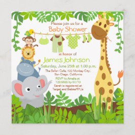 Jungle Animals Safari Baby Shower-inbjudan Inbjudningar
