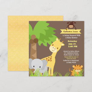 Jungle Animals Safari Baby Shower-inbjudan Inbjudningar