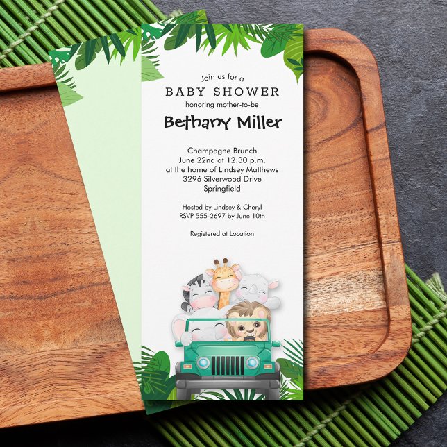 Jungle Animals Safari Baby Shower Inbjudningar (Jungle safari animals baby shower invitations)