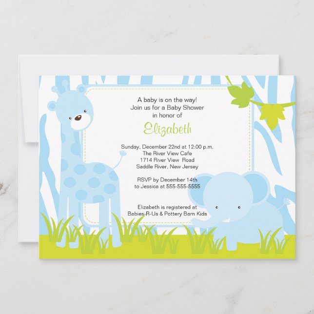 Jungle Animals Safari Boy Baby Shower-inbjudan Inbjudningar (Framsida)