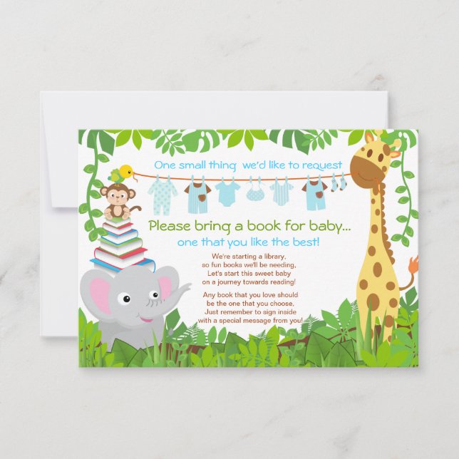 Jungle Animals Safari Boy Shower Bok Inbjudningar (Framsida)