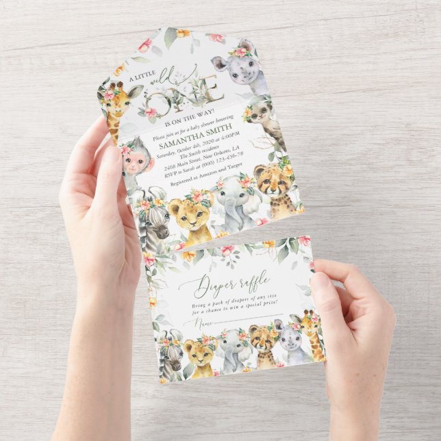 Jungle Animals, Safari, Flowers, Baby Shower (Avrivbar del)