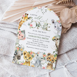 Jungle Animals, Safari, Flowers, Baby Shower Inbjudningar