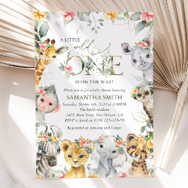 Jungle Animals, Safari, Flowers, Baby Shower Inbjudningar