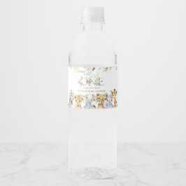 Jungle Animals, Safari, Flowers, Baby Shower Vattenflaskor Etikett