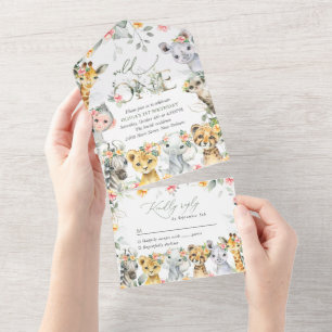 Jungle Animals, Safari, Flowers, First Birthday