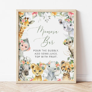 Jungle Animals, Safari, Flowers, Momosa Pub Poster