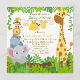Jungle Animals Safari Girl Baby Shower-inbjudan Inbjudningar