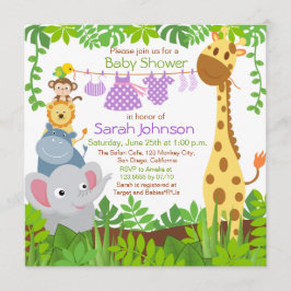 Jungle Animals Safari Girl Baby Shower-inbjudan Inbjudningar