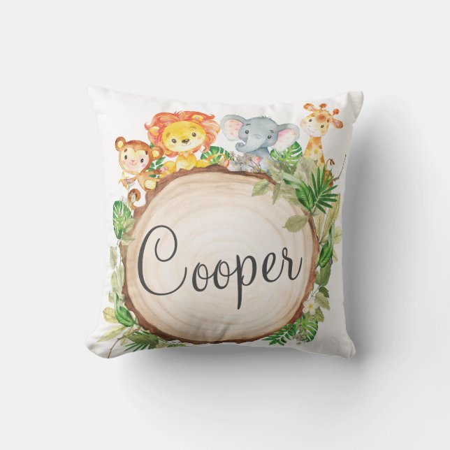 Jungle Animals Safari Kids Baby Nursery Decor Kudde (Framsida)