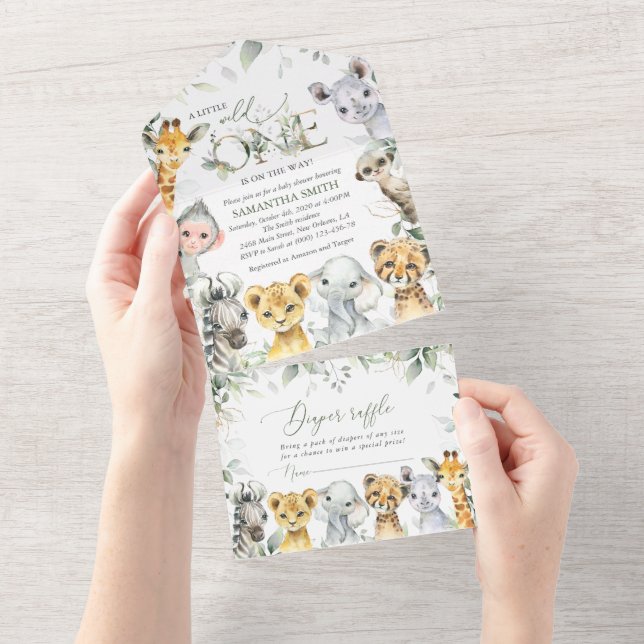 Jungle Animals, Safari, Vild 1, Baby Shower (Avrivbar del)