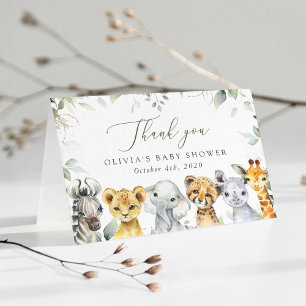Jungle Animals, Safari, Vild 1, Baby Shower Tack Kort
