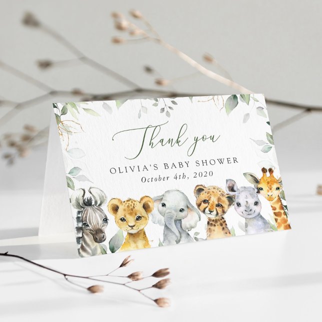 Jungle Animals, Safari, Vild 1, Baby Shower Tack Kort (Skapare uppladdad)