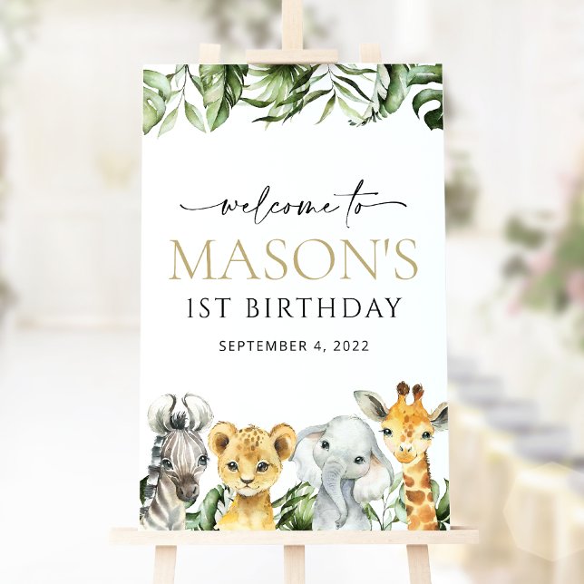 Jungle Animals, Safari, Vild 1, Birthday Welcome Poster (Skapare uppladdad)