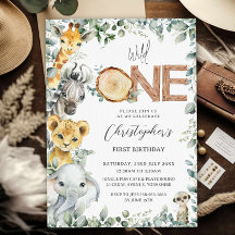 Jungle Animals Safari Vild 1 första födelsedag