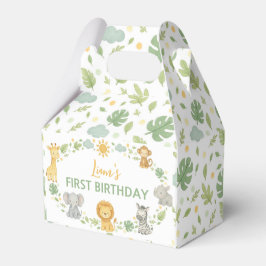 Jungle Animals Safari Wild One Birthday Favor Box Presentaskar