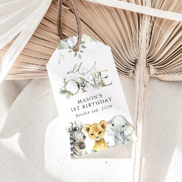 Jungle Animals, Safari, Wild One, First Birthday Presentetikett