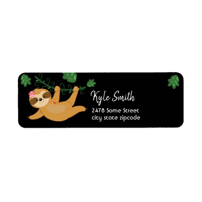 Jungle Animals Sloth Anpassningsbar Adressetikette Returadress Etikett (Framsidan)