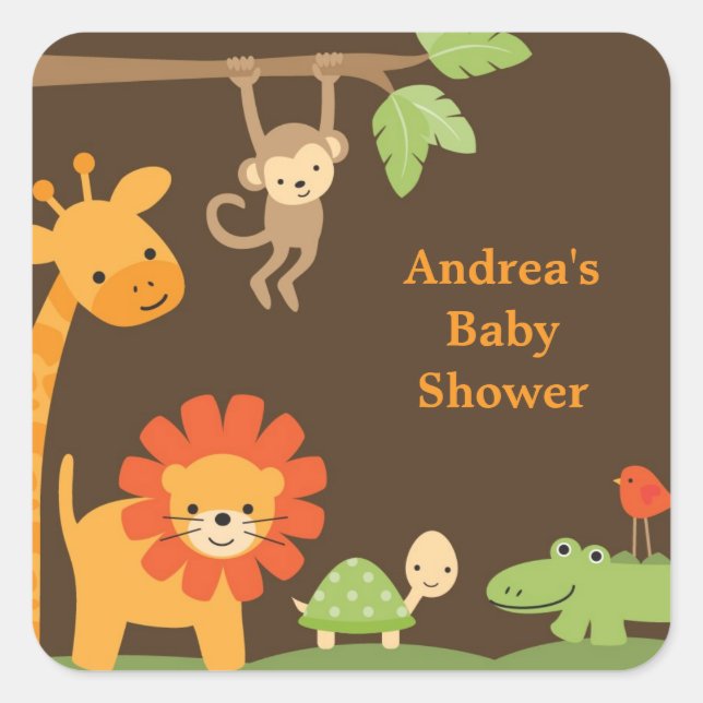 Jungle Animals Stickers Fyrkantigt Klistermärke (Framsida)