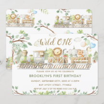 Jungle Animals Tåg Greenery Vild En födelsedag