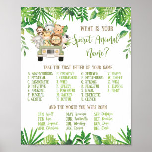 Jungle Animals, vad är ditt sinne Animal Namn-spel Poster