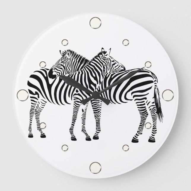 Jungle Animals Zebra Wall Clock Stor Klocka (Framsida)