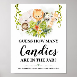 Jungle Animas Hur många ungle Animas Baby Shower G Poster