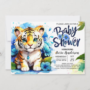 Jungle Äventyr Tiger Baby Shower Inbjudningar