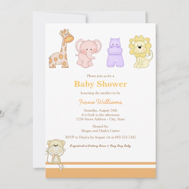 Jungle Babies Baby Shower Inbjudan (Framsida)