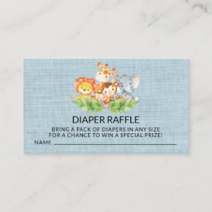 Jungle Baby djur Shower Diaper Raffle Biljett Tilläggskort