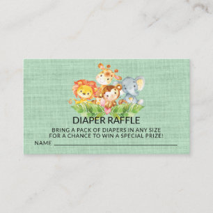 Jungle Baby djur Shower Diaper Raffle Biljett Tilläggskort