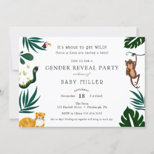 Jungle Baby Gender Reveal Party Inbjudningar