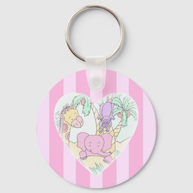 Jungle Baby Heart Blessings-girl Nyckelring (Framsida)