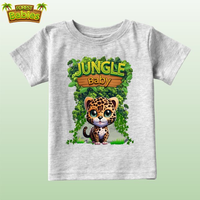 Jungle Baby Leopard, Cute Wildlife Kattunge 🐆 T Shirt (Jungle Baby Leopard Cub T-shirt, Cute Kitten Woodland Wildlife Kitty Cat nature-inspired shirt 🐆)