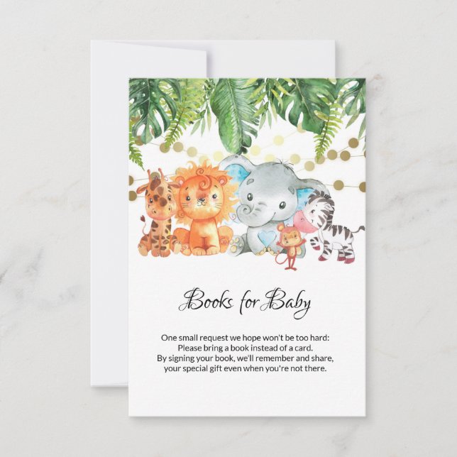 Jungle Baby Shower Bokar för Baby Card Tack Kort (Framsida)