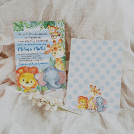 Jungle Baby Shower-inbjudan, Boy Elephant Baby Inbjudningar